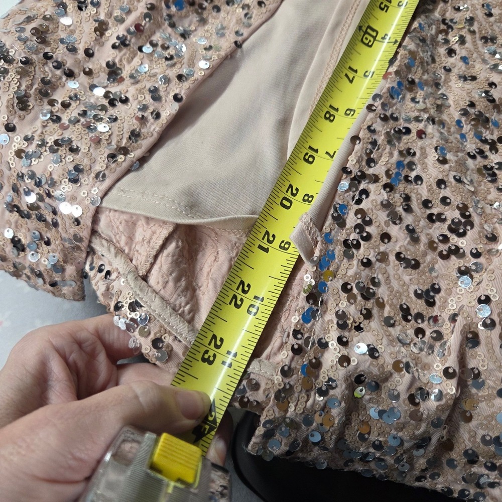 As U Wish One Shoulder Sequin Maxi Gown Small Rose Gold Formal Prom Dress - Picture 8 of 9